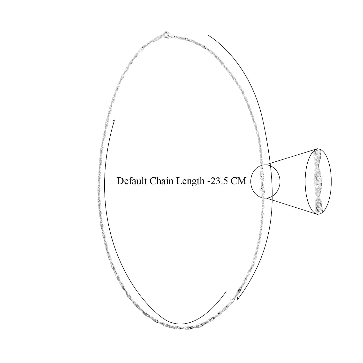 Sterling Silver Twisted Curb Chain (Size 24) With Spring Ring Clasp