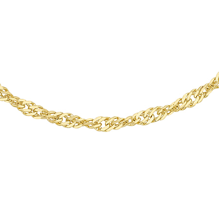 9K Yellow Gold Twisted Curb Chain Size 18 Inch With Spring Ring Clasp