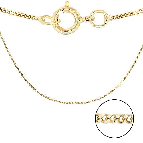 9K Yellow Gold Diamond Cut Curb Chain (Size 14)