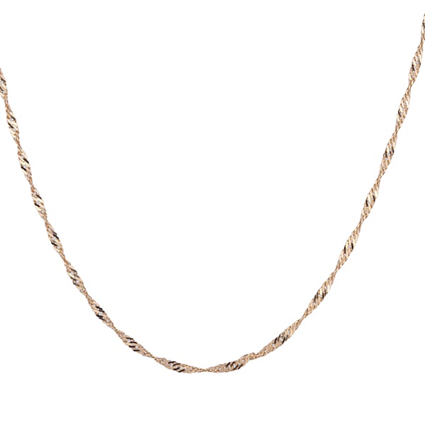 Italian Made Diamond Cut Twist Curb Chain in Gold Plated Sterling