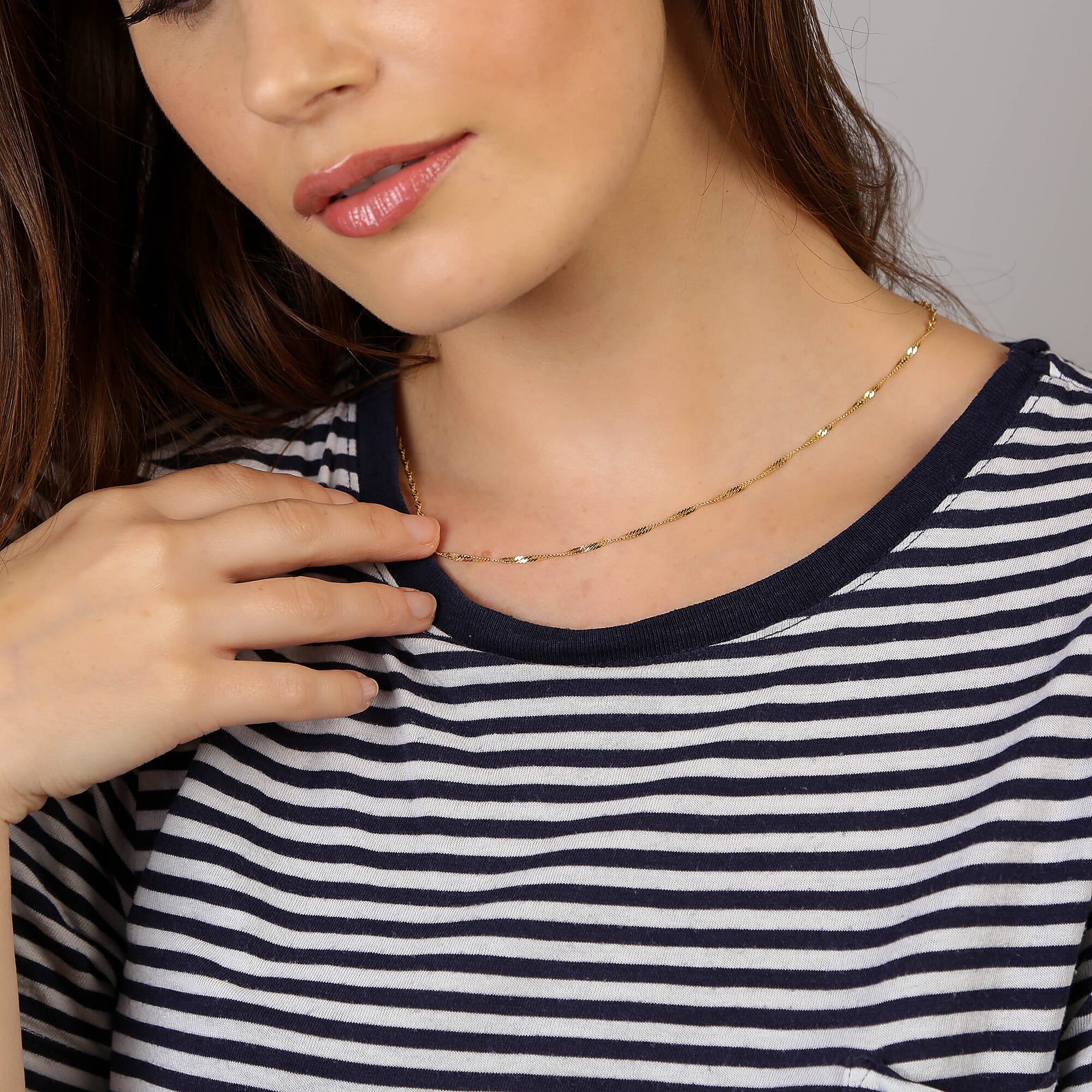 Yellow Gold Plated Sterling Silver Twisted Curb Chain (Size 18) with Spring Ring Clasp