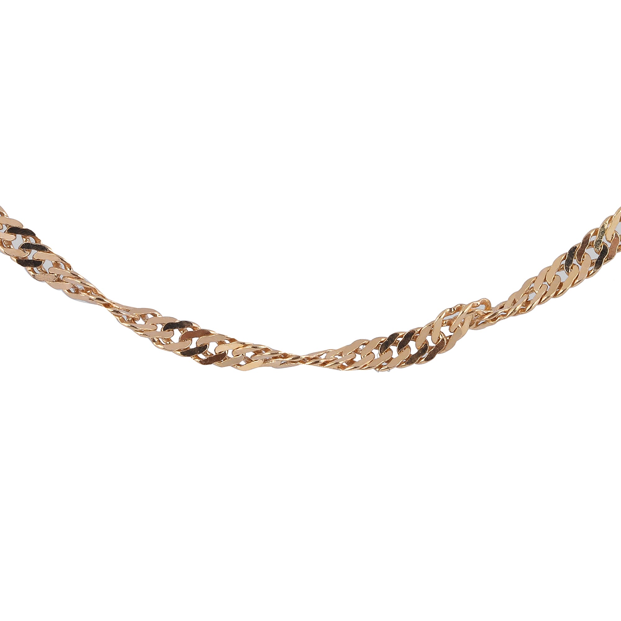 Yellow Gold Plated Sterling Silver Twisted Curb Chain (Size 18) with Spring Ring Clasp