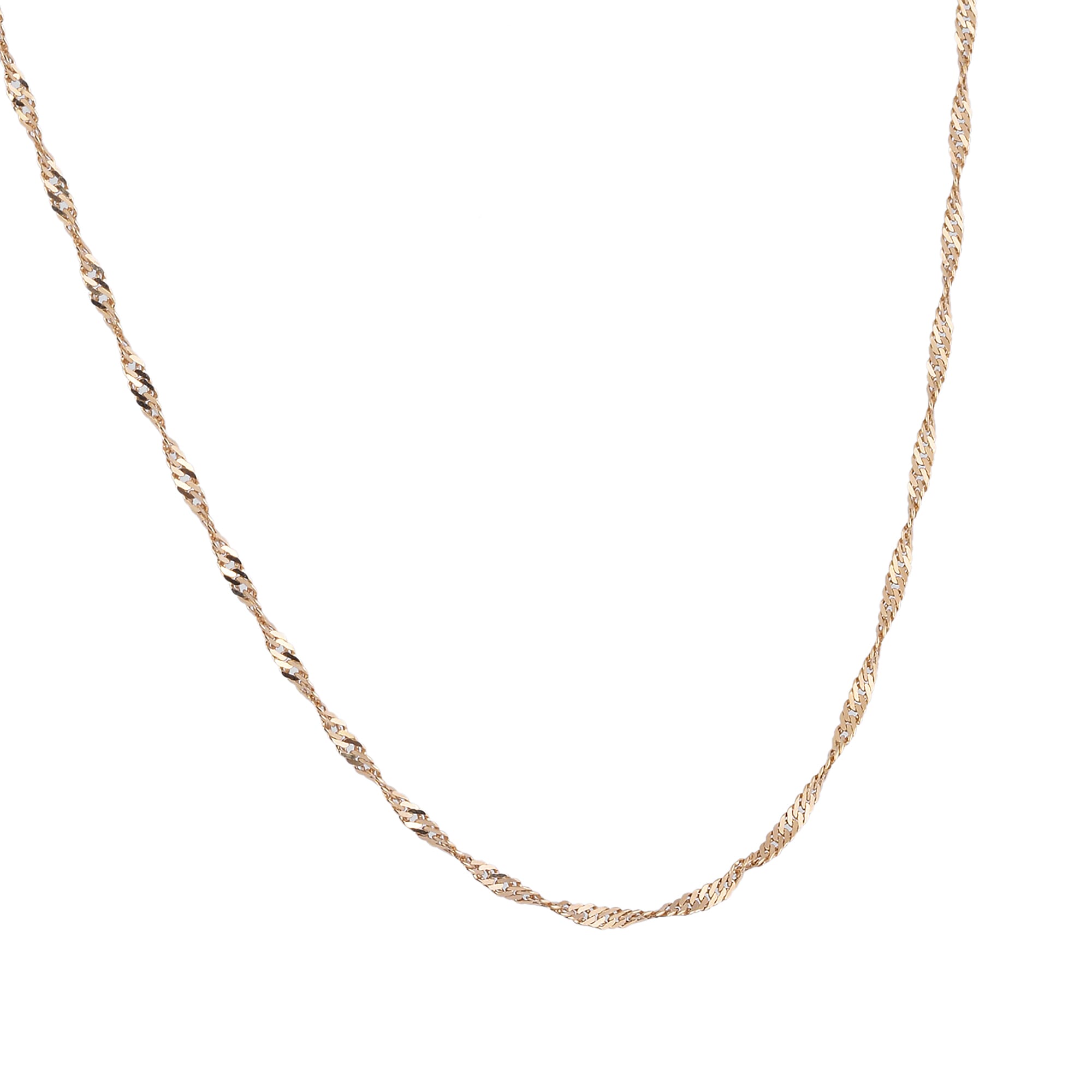 Yellow Gold Plated Sterling Silver Twisted Curb Chain (Size 18) with Spring Ring Clasp