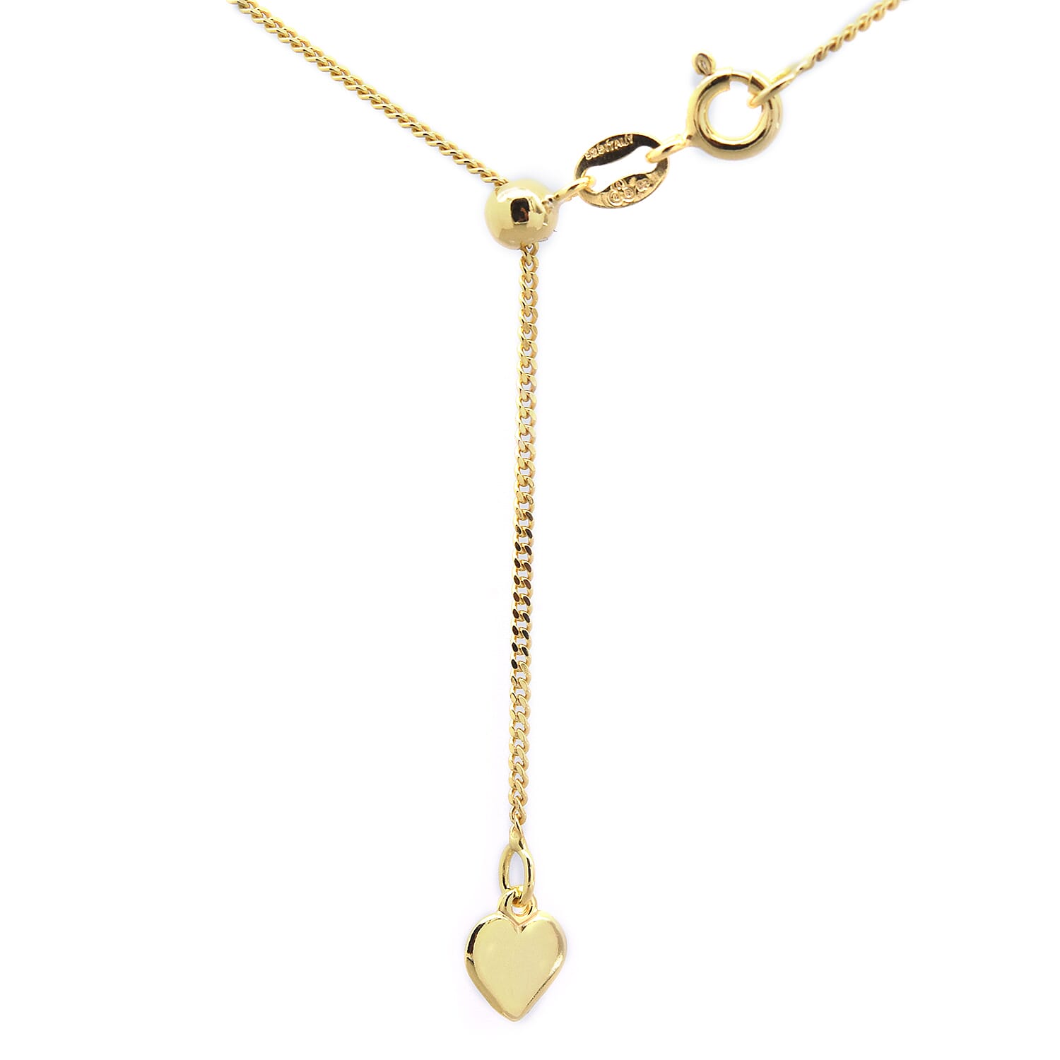 14K Gold Overlay Sterling Silver Adjustable Sliding Curb Chain (Size 22) with Spring Ring Clasp