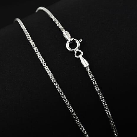 Sterling Silver Mirror Popcorn Chain (Size 16) with Spring Ring Clasp