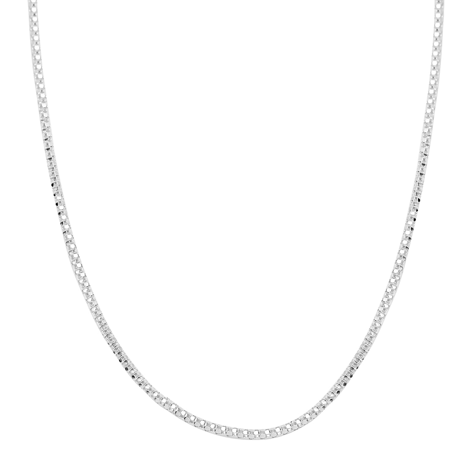 Sterling Silver Mirror Popcorn Chain (Size 16) with Spring Ring Clasp