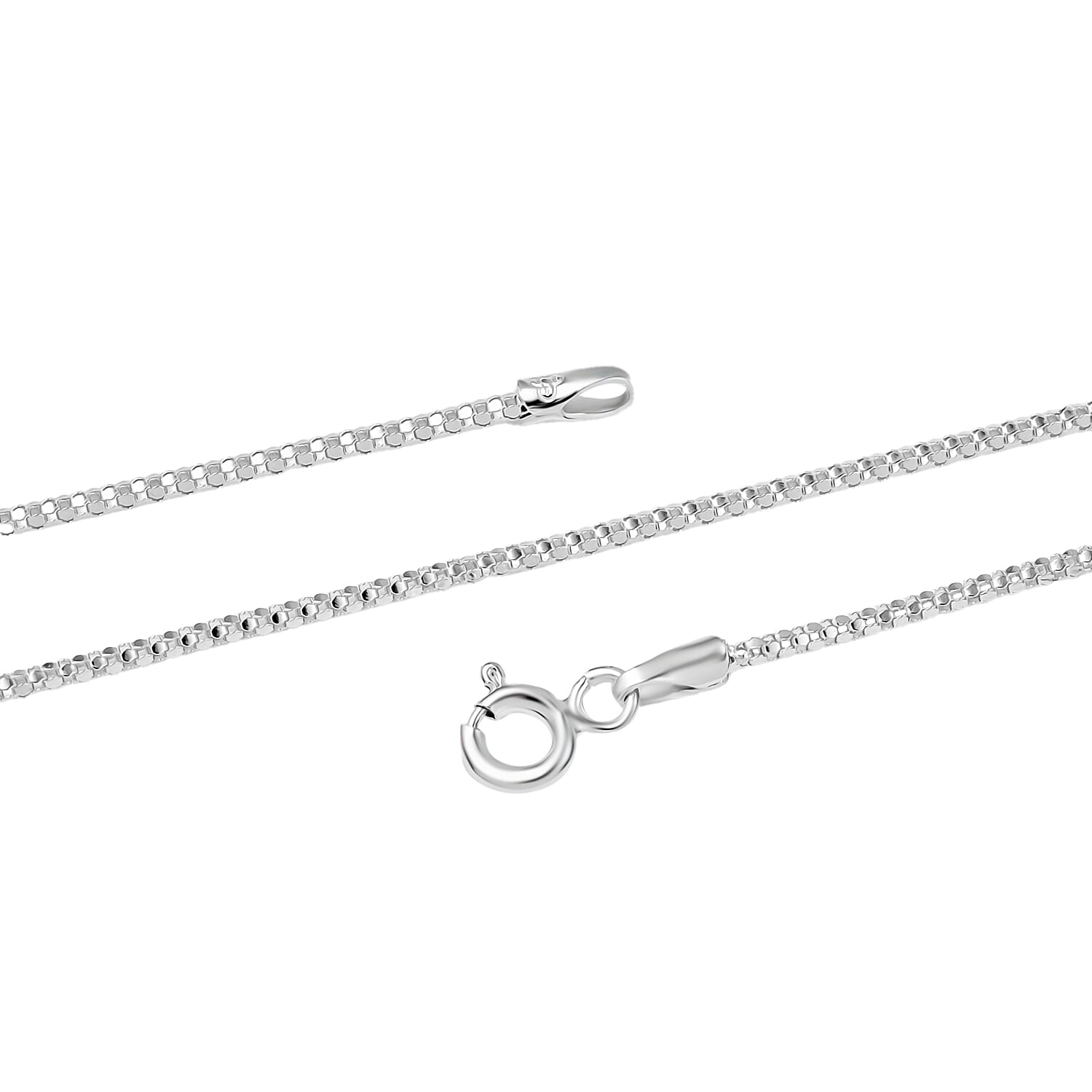 Sterling Silver Mirror Popcorn Chain (Size 16) with Spring Ring Clasp