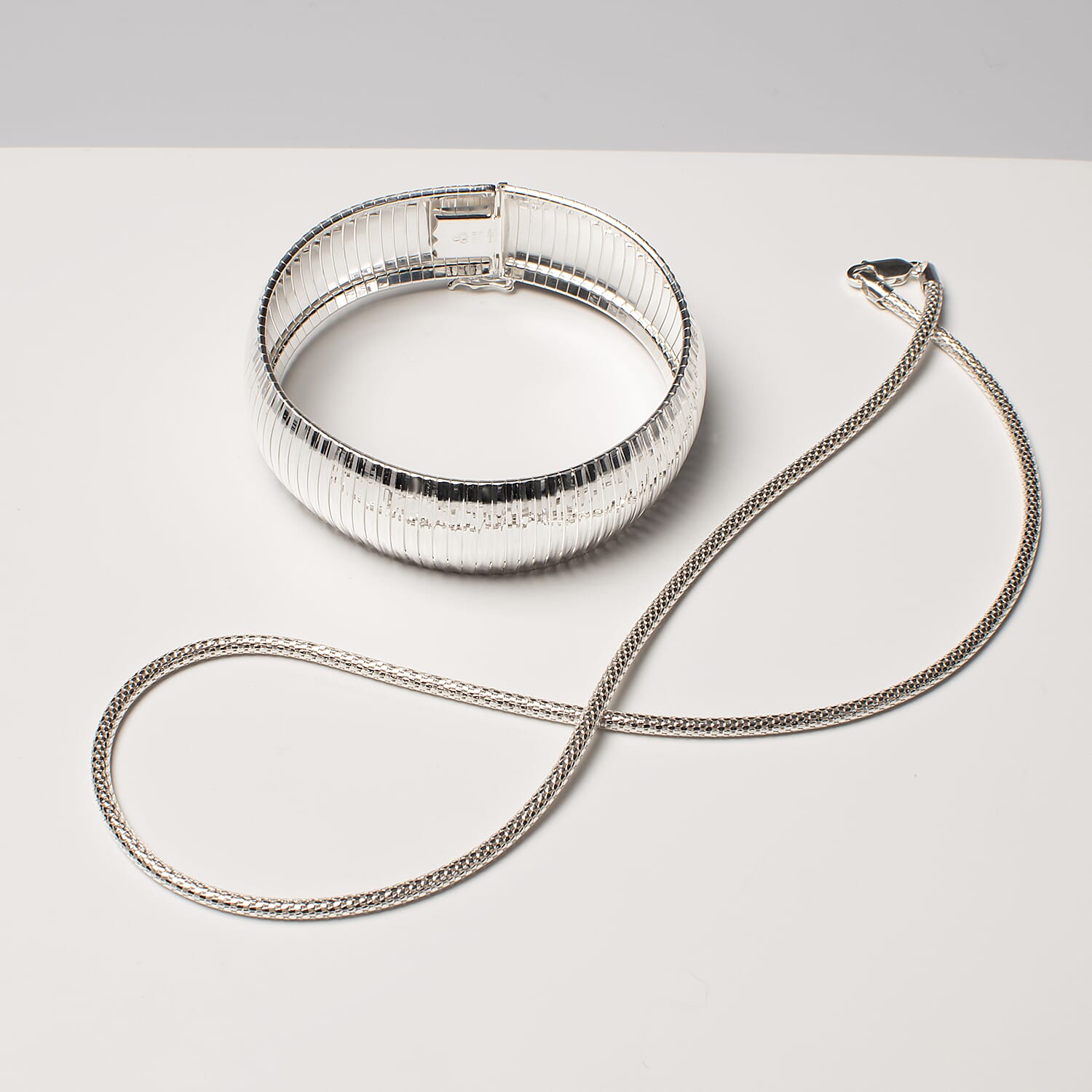 Sterling Silver Mesh Chain (Size 18) with Lobster Clasp, Silver Wt 7.60 Gms