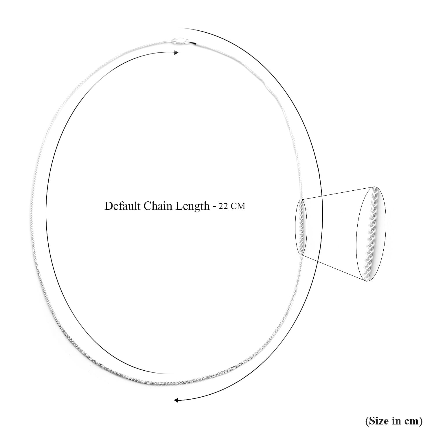 Sterling Silver Mini Spiga Chain (Size 22) with Lobster Clasp