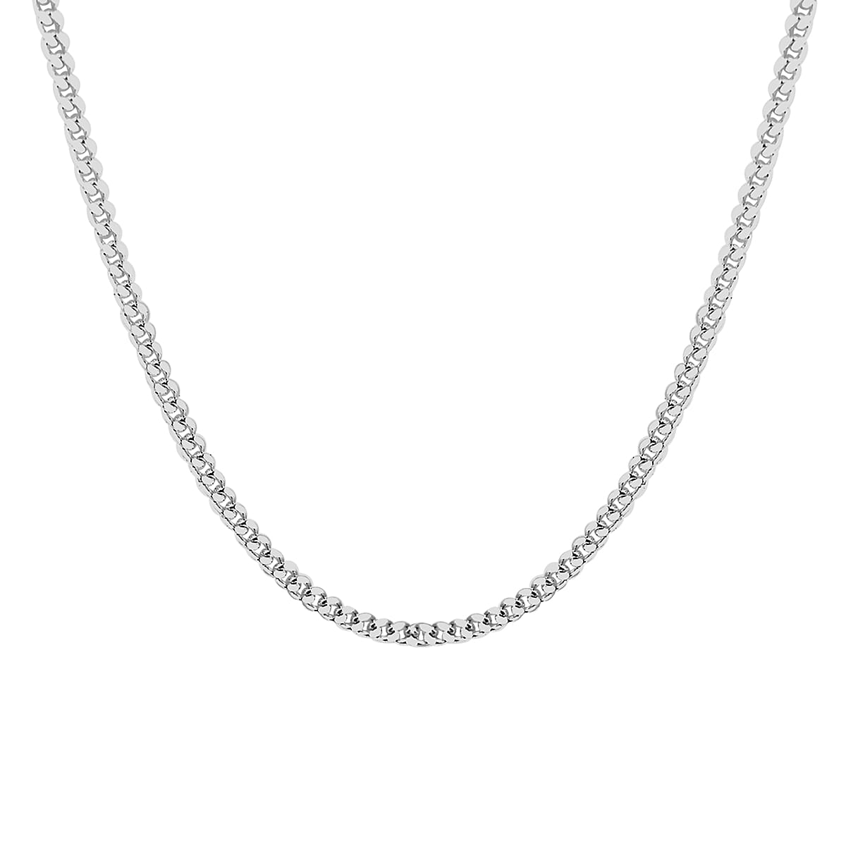 Sterling Silver Curb Chain (Size 16-2 Inch Ext.) with Spring Ring Clasp.