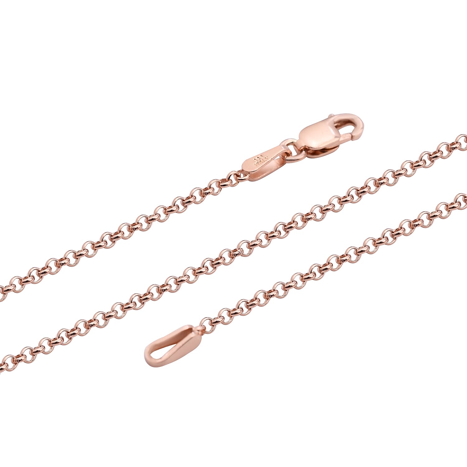 Rose Gold Overlay Sterling Silver Belcher Chain (Size 20) with Lobster Clasp
