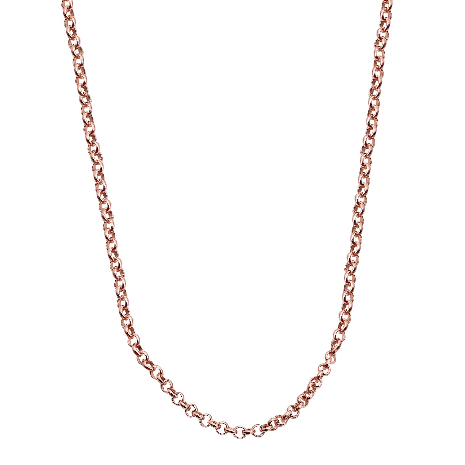 Rose Gold Overlay Sterling Silver Belcher Chain (Size 20) with Lobster Clasp
