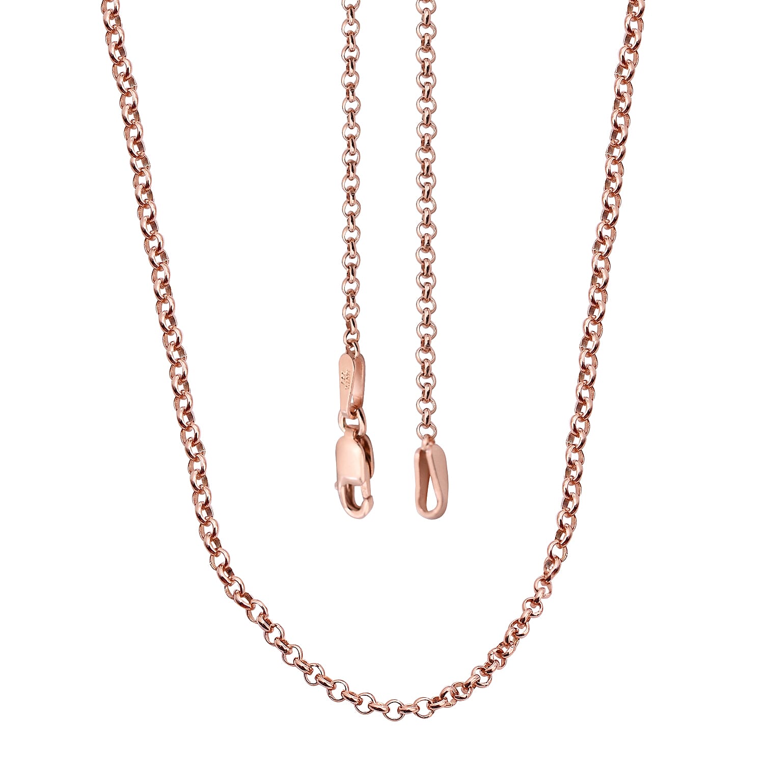 Rose Gold Overlay Sterling Silver Belcher Chain (Size 20) with Lobster Clasp