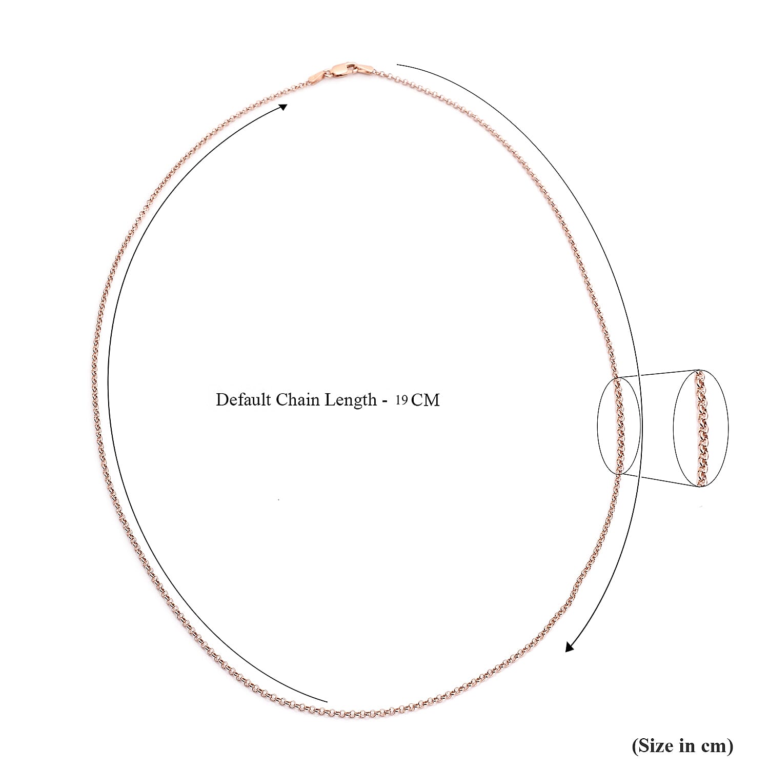 Rose Gold Overlay Sterling Silver Belcher Chain (Size 20) with Lobster Clasp