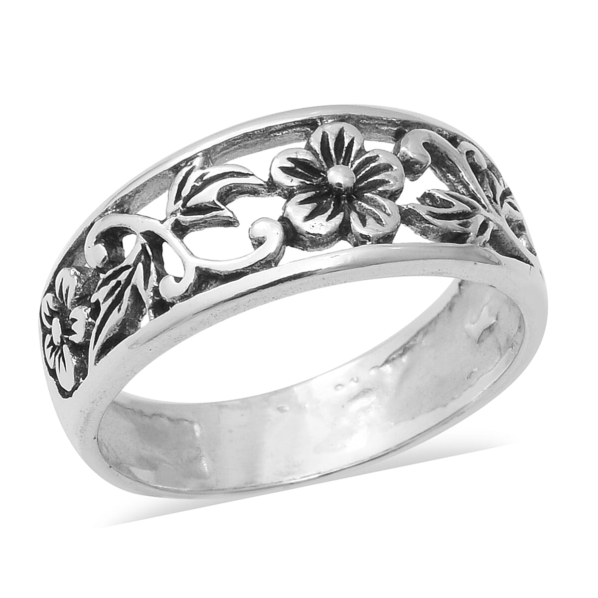 Sterling Silver Floral Band Ring