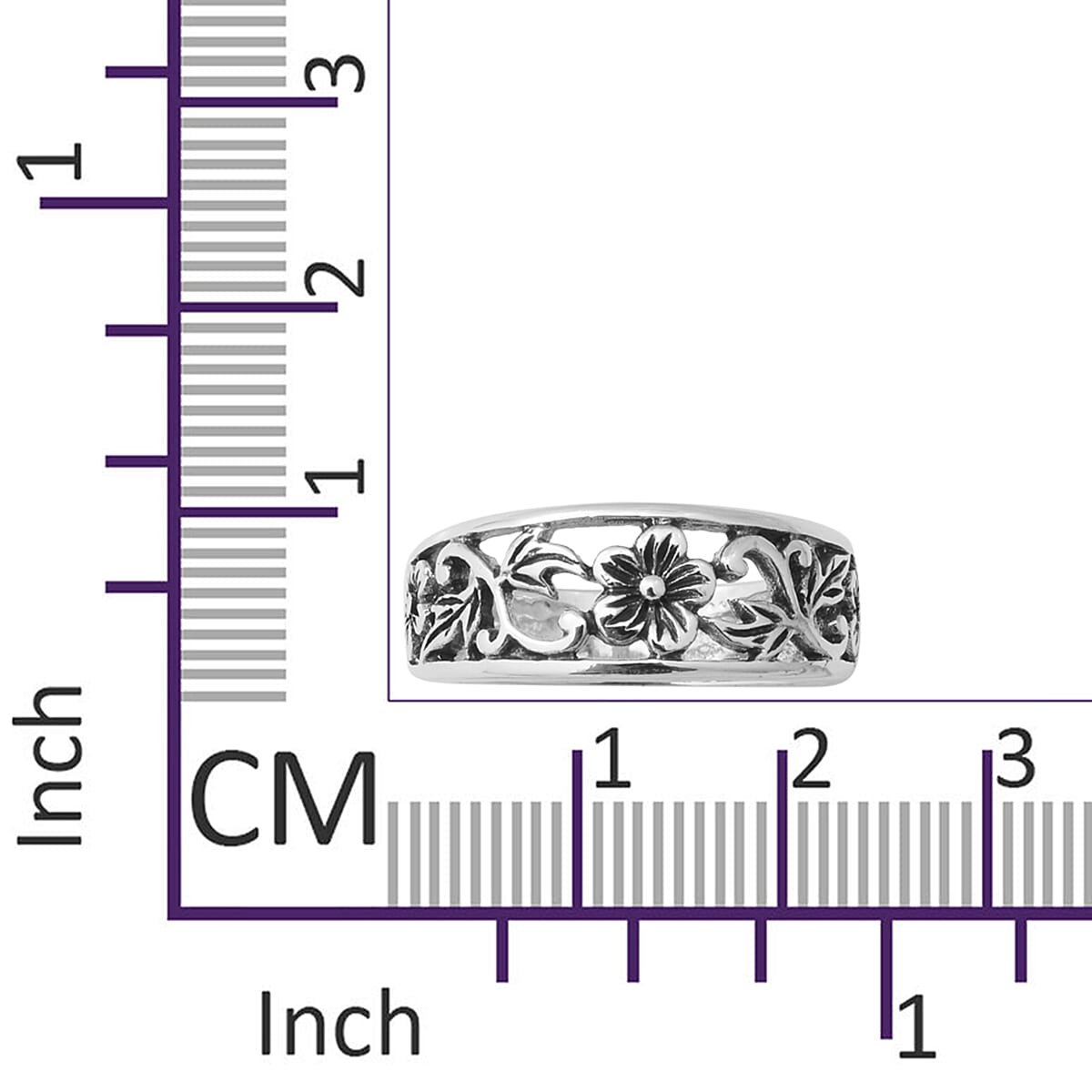 Sterling Silver Floral Band Ring