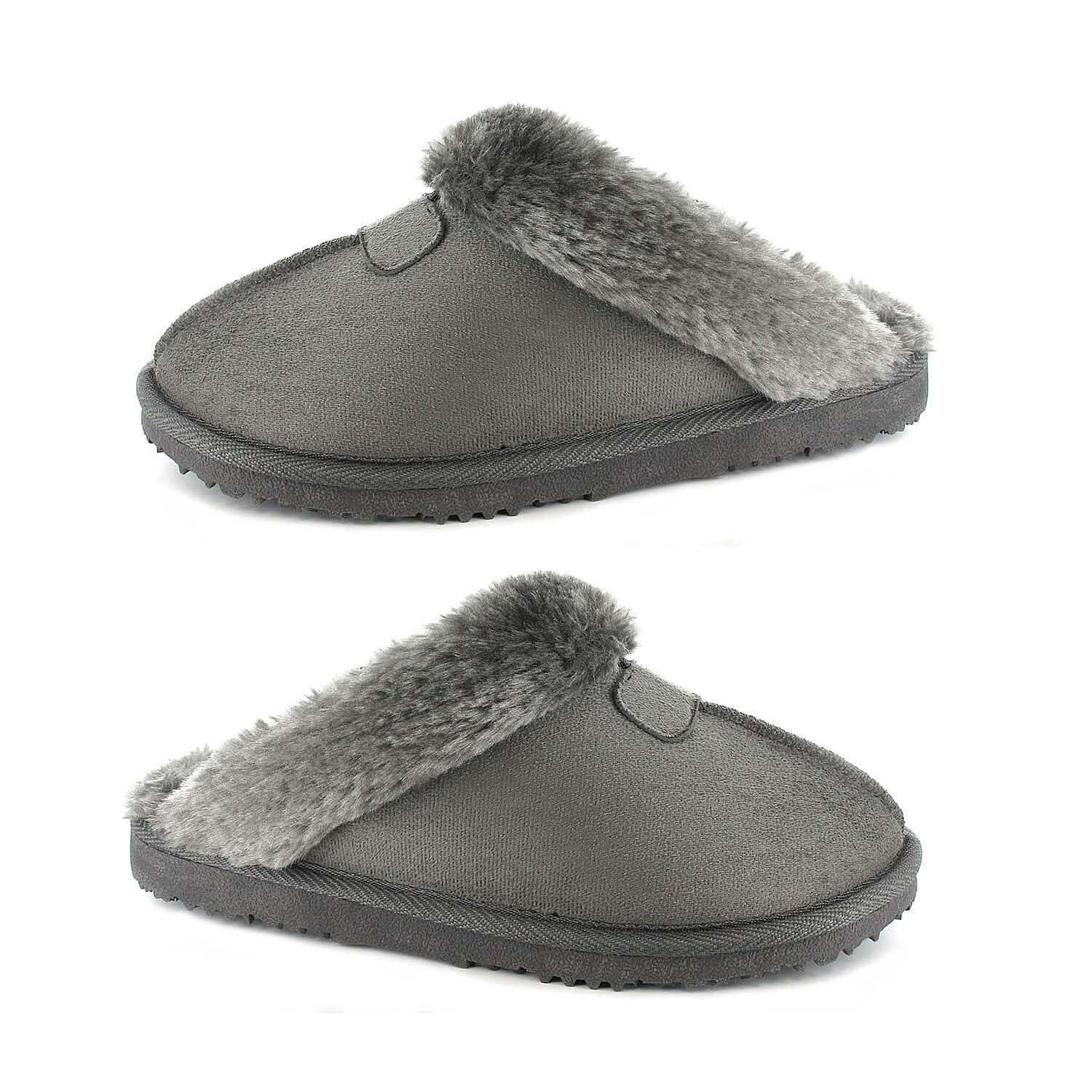 Ella Jill Supersoft Faux Fur Mule Slipper (Size 3) - Grey