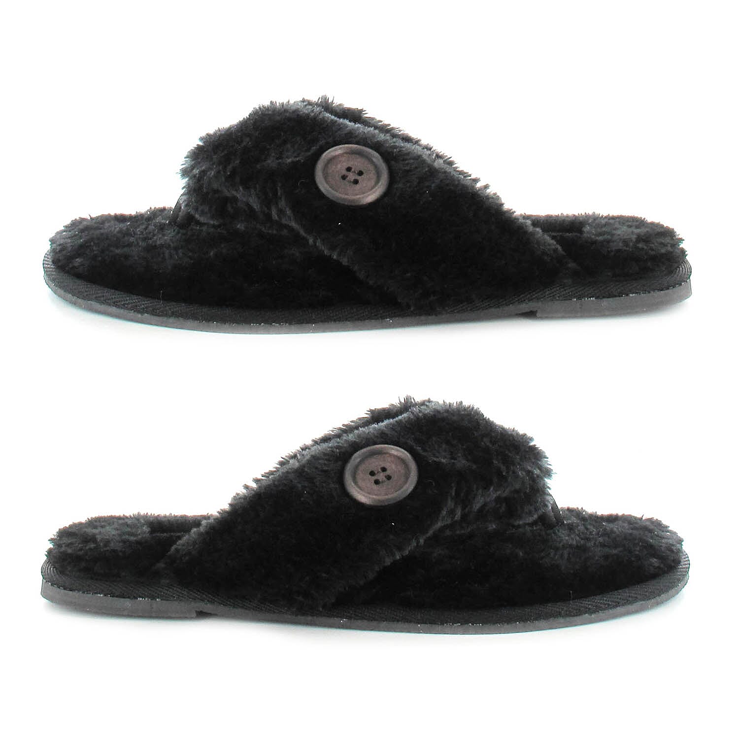 Ella Rebecca Supersoft Toe Post Slipper (Size 3) - Black