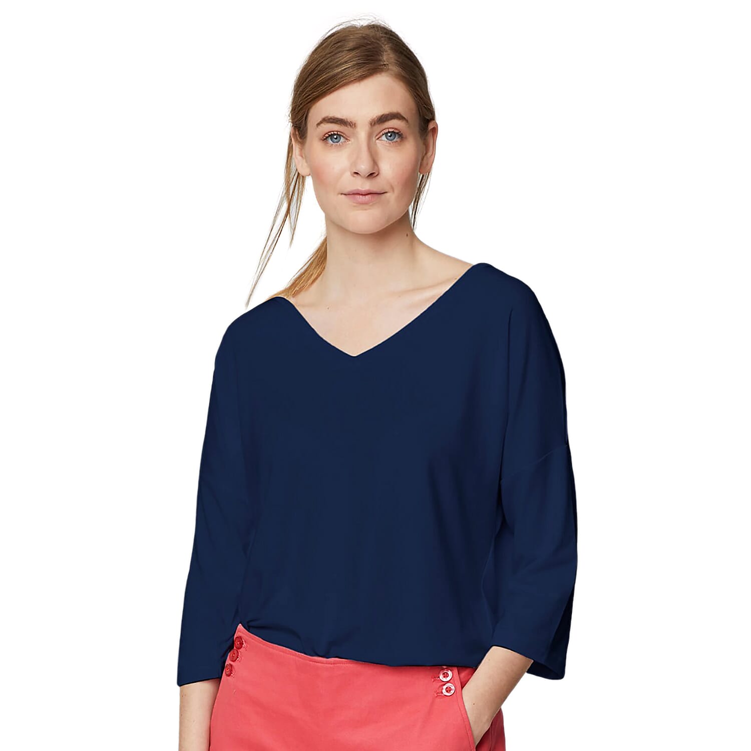 Thought Bamboo v Neck Tee in Ocean Blue Colour