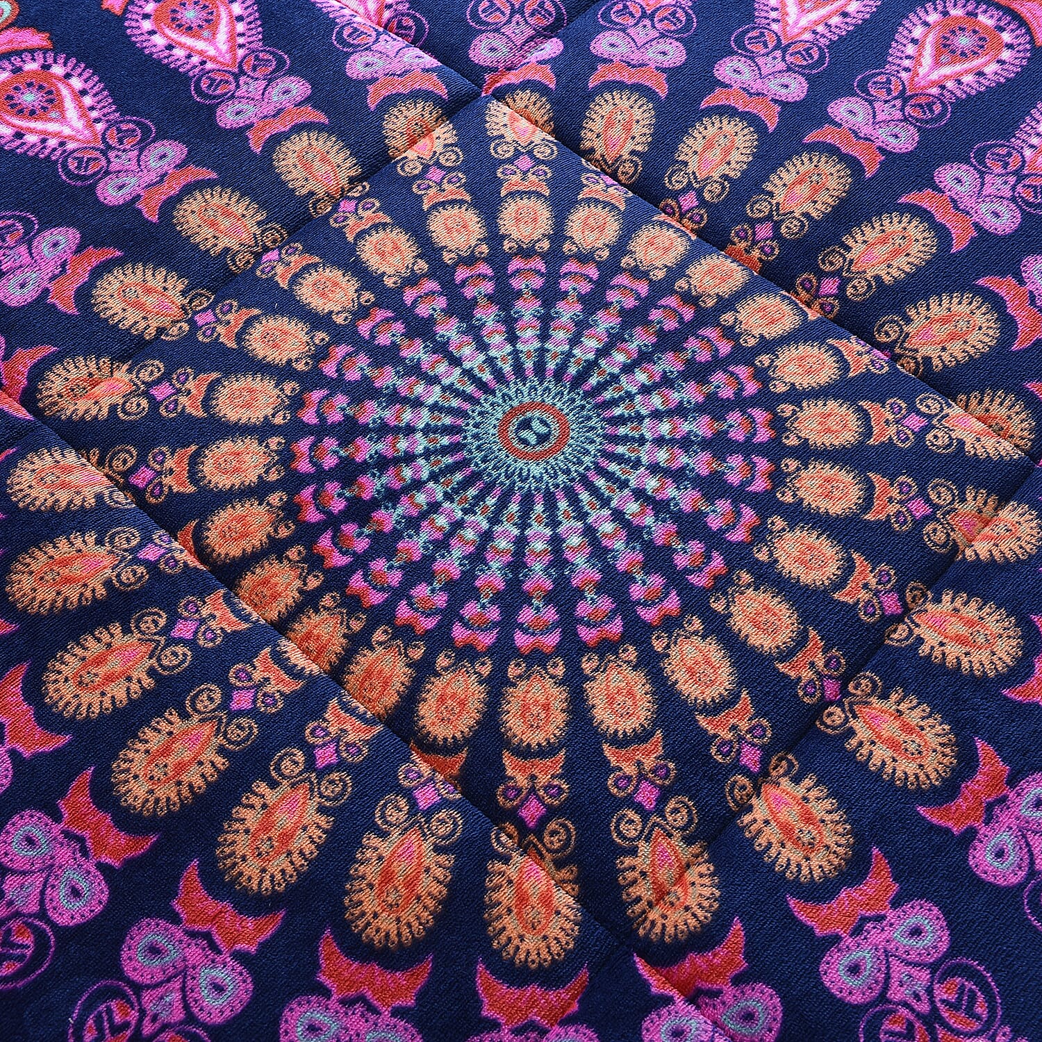 Set of 3 - Microflannel Mandala Printed Comforter in King Size with Sherpa Lining with 2 Sherpa Pillowcases - Purple and Multi Colour - (230cm x 250cm)