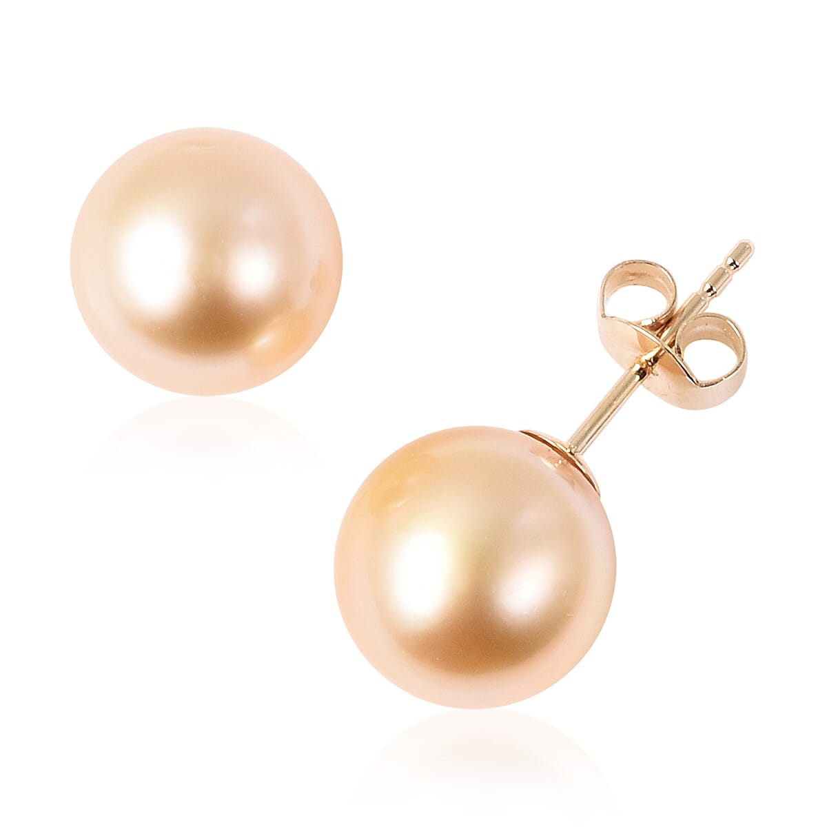 9K Yellow Gold Golden South Sea Pearl Stud Earrings (with Push Back)