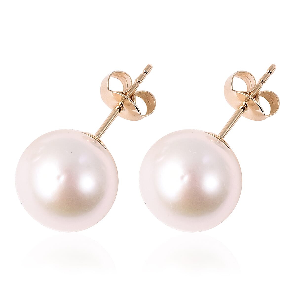9K Yellow Gold Edison Pearl Stud Earrings (with Push Back)