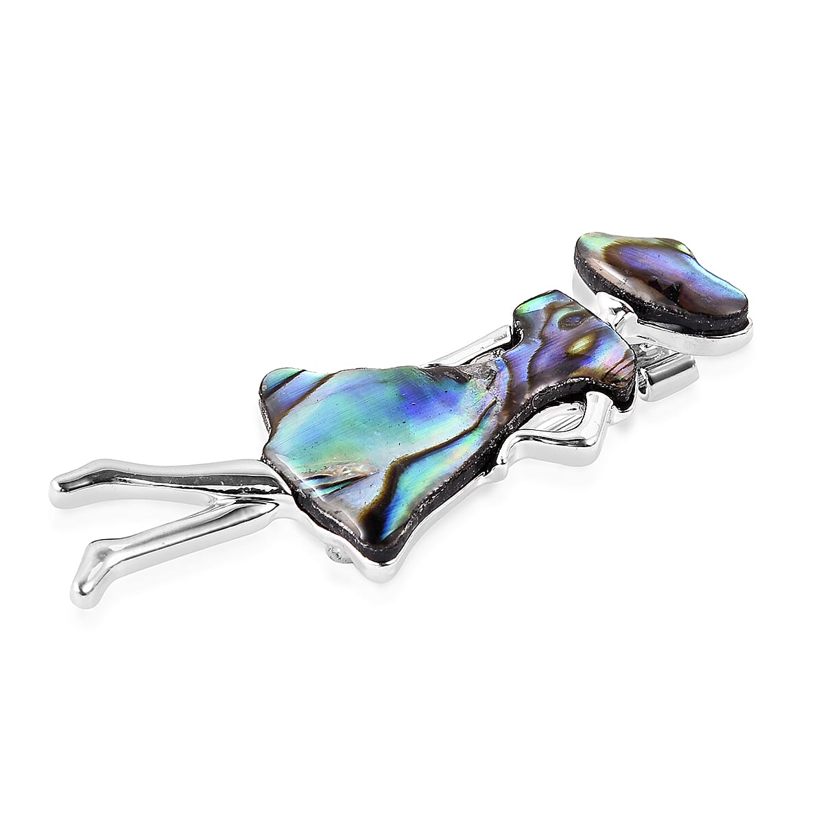 Abalone Shell Girl Brooch in Silver Tone