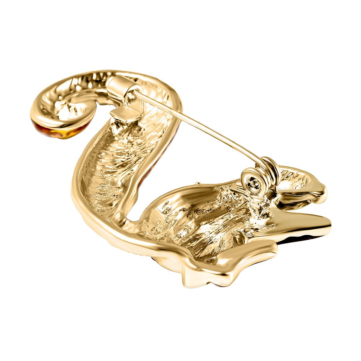 Multi Colour Austrian Crystal Enamelled Squirrel Brooch in Yellow Gold Tone