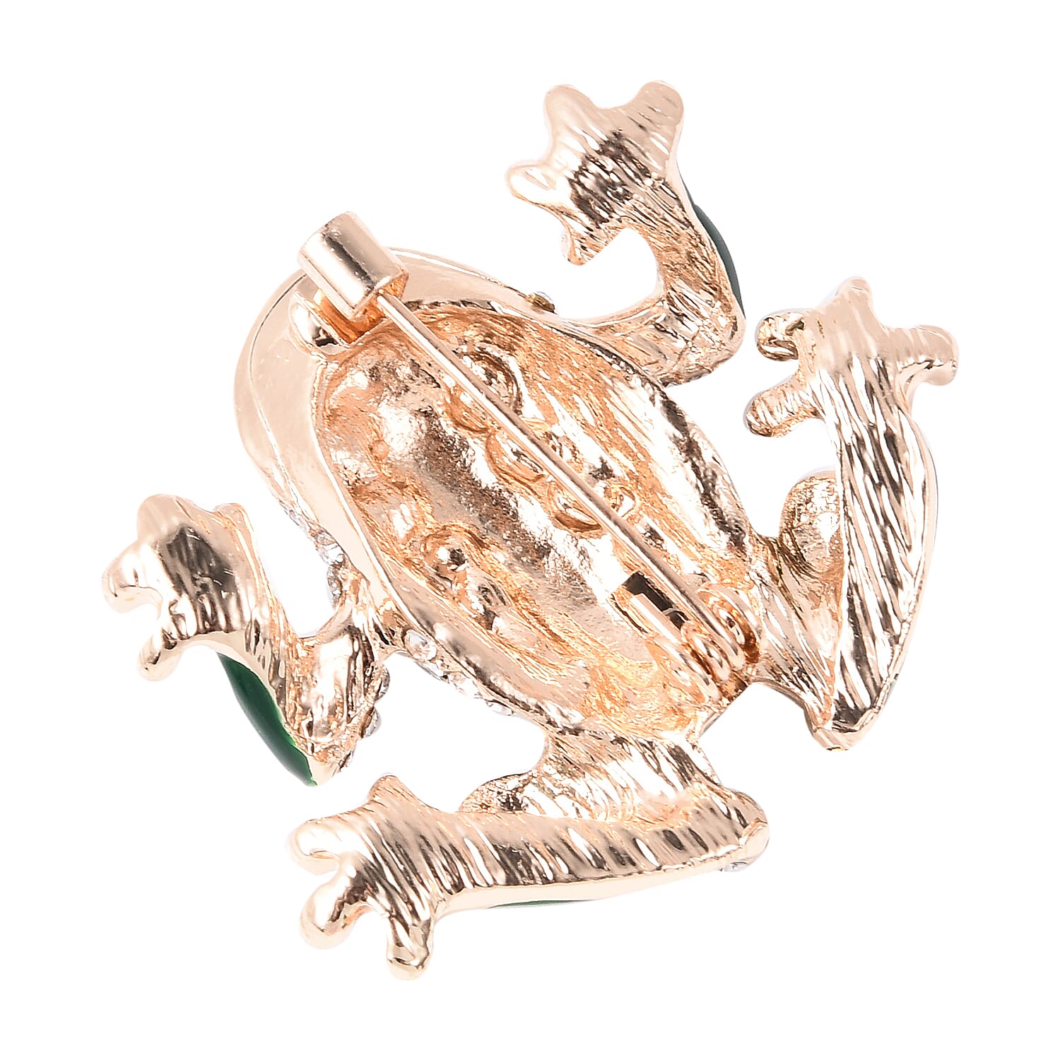 Multi Colour Austrian Crystal Enamelled Frog Brooch in Gold Tone
