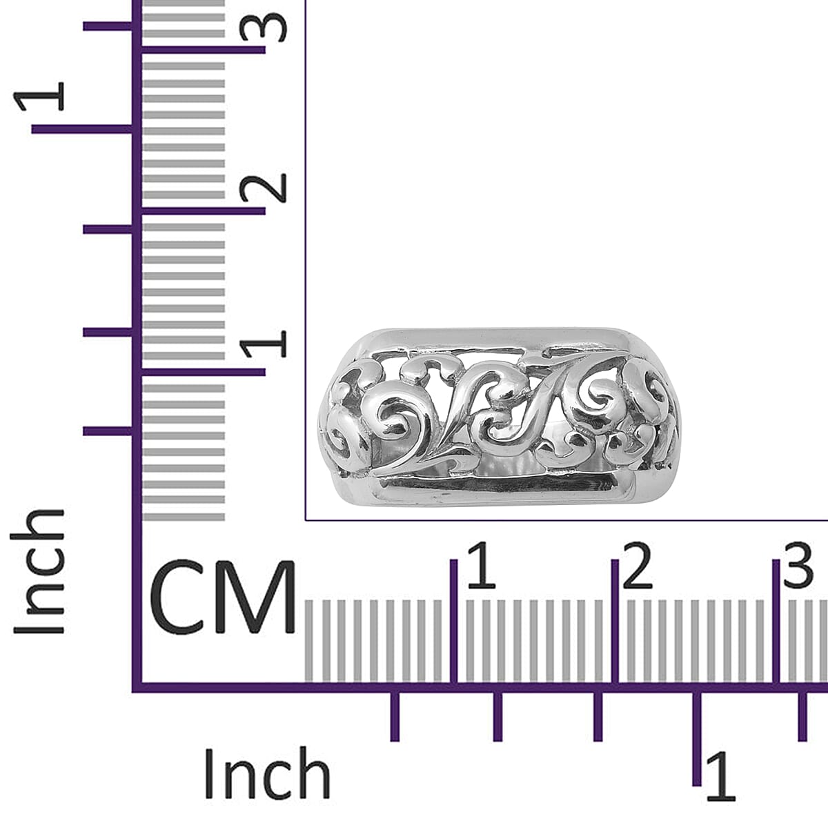 Sterling Silver Vines Band Ring, Silver wt 8.70 Gms