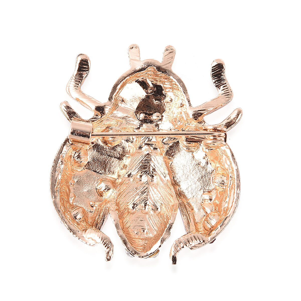 Multi Colour Austrian Crystal Enamelled Ladybird Brooch in Gold Tone