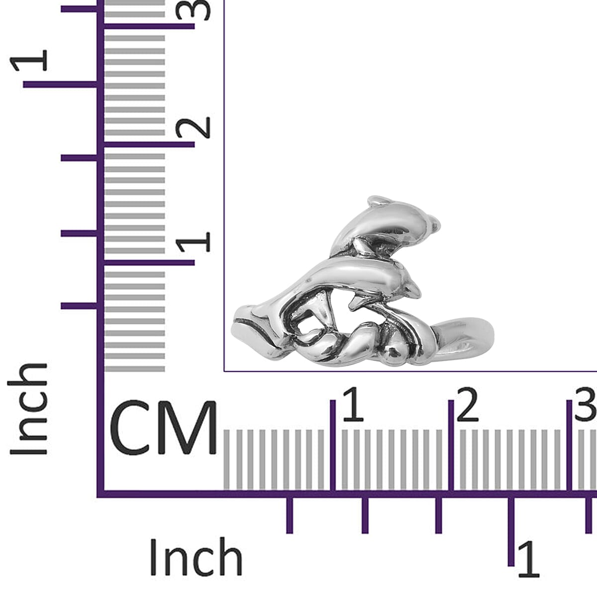 Designer Inspired- Sterling Silver Dolphin Ring
