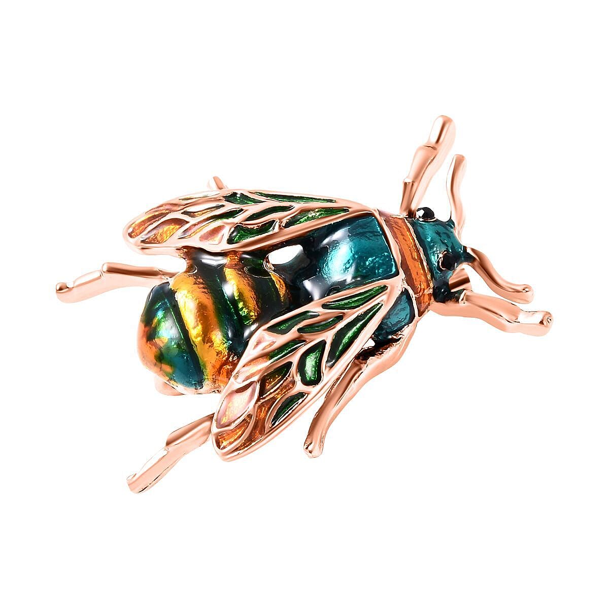 Black Austrian Crystal Enamelled Bee Brooch in Yellow Gold Tone