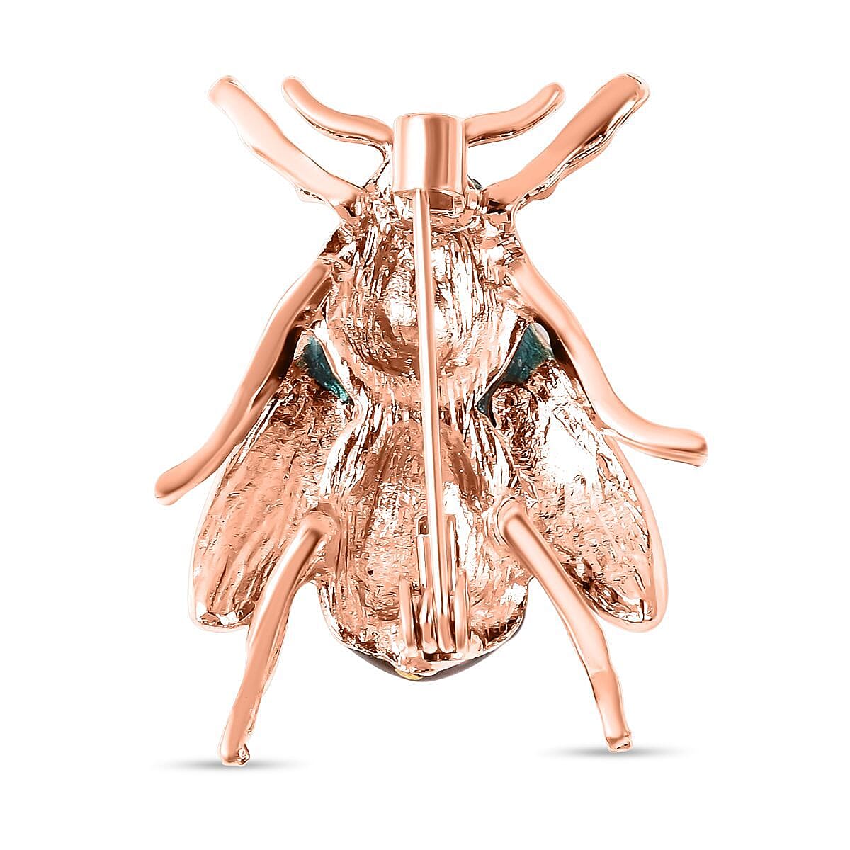 Black Austrian Crystal Enamelled Bee Brooch in Yellow Gold Tone