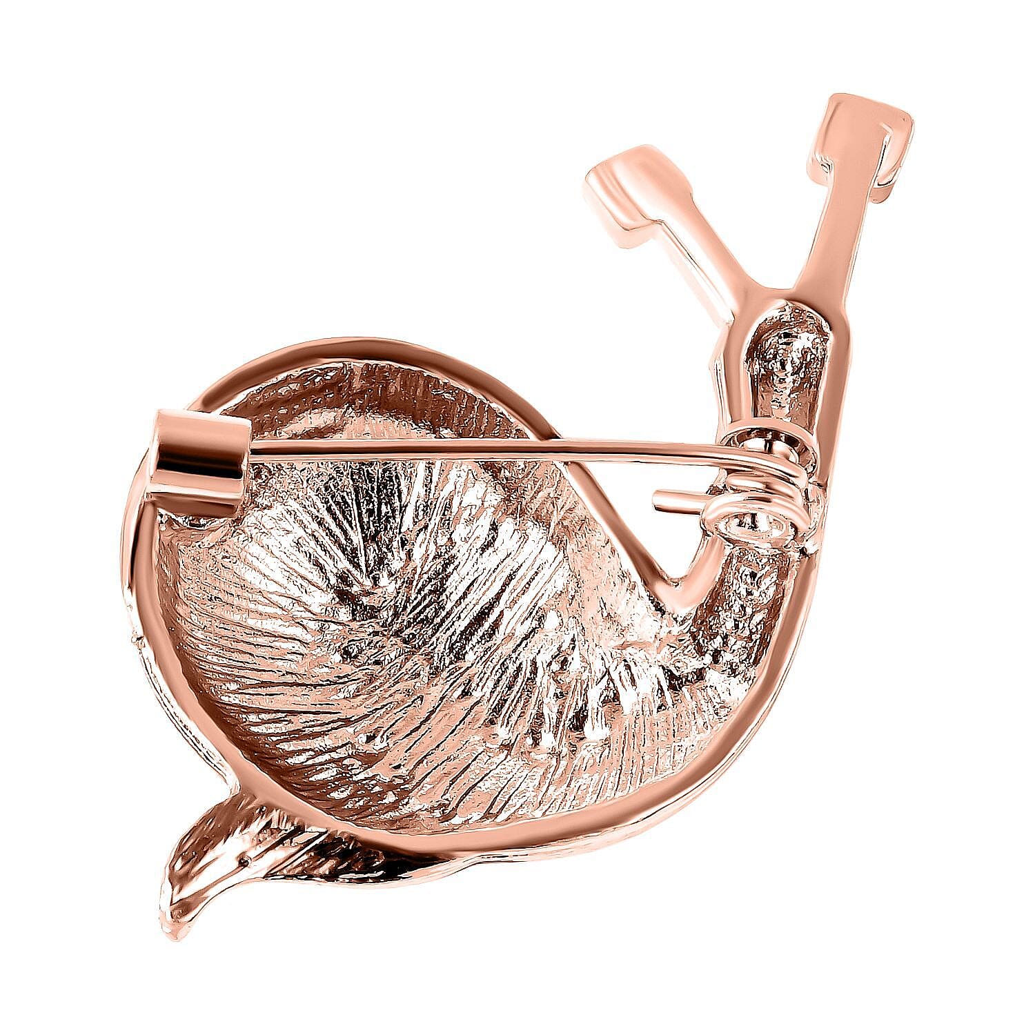 White Austrian Crystal Enamelled Snail Brooch in Gold Tone White Austrian Crystal Enamelled Snail Brooch in Gold Tone