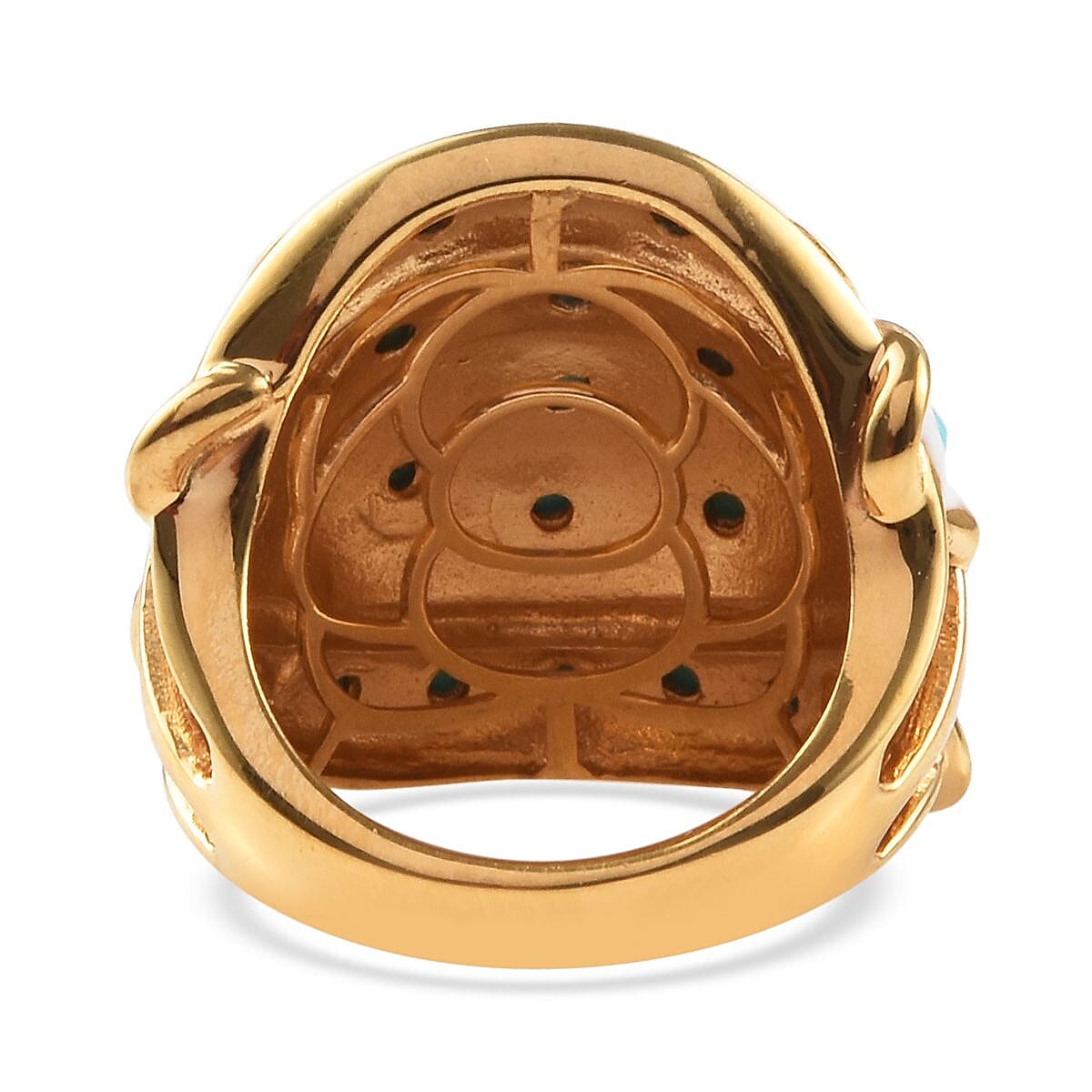 Arizona Sleeping Beauty Turquoise Enamelled Ring in 14K Gold Overlay Sterling Silver Ring 2.00 Ct, Silver wt 11.49 Gms