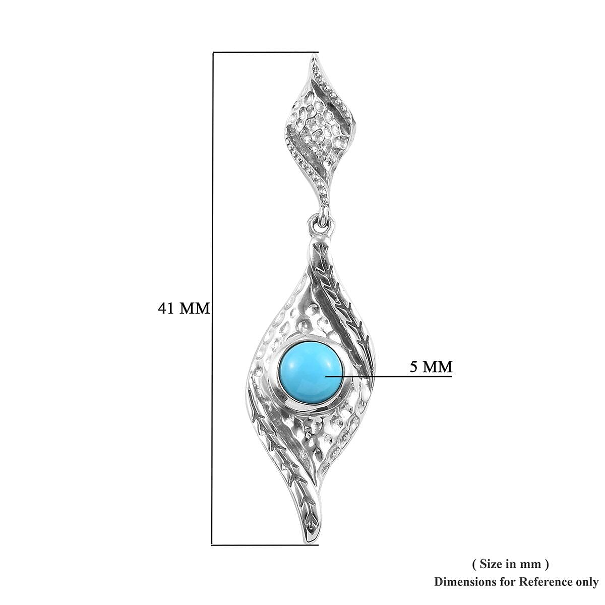 Arizona Sleeping Beauty Turquoise (Rnd) Dangle Earrings (with Push Back) in Platinum Overlay Sterling Silver 1.00 Ct, Silver wt 5.00 Gms