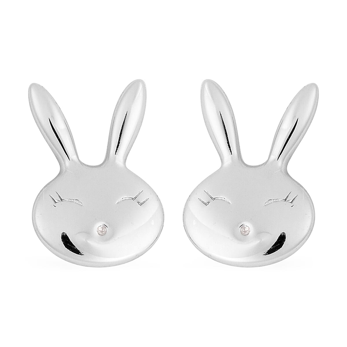 Bunny Earrings in Rhodium Overlay Sterling Silver