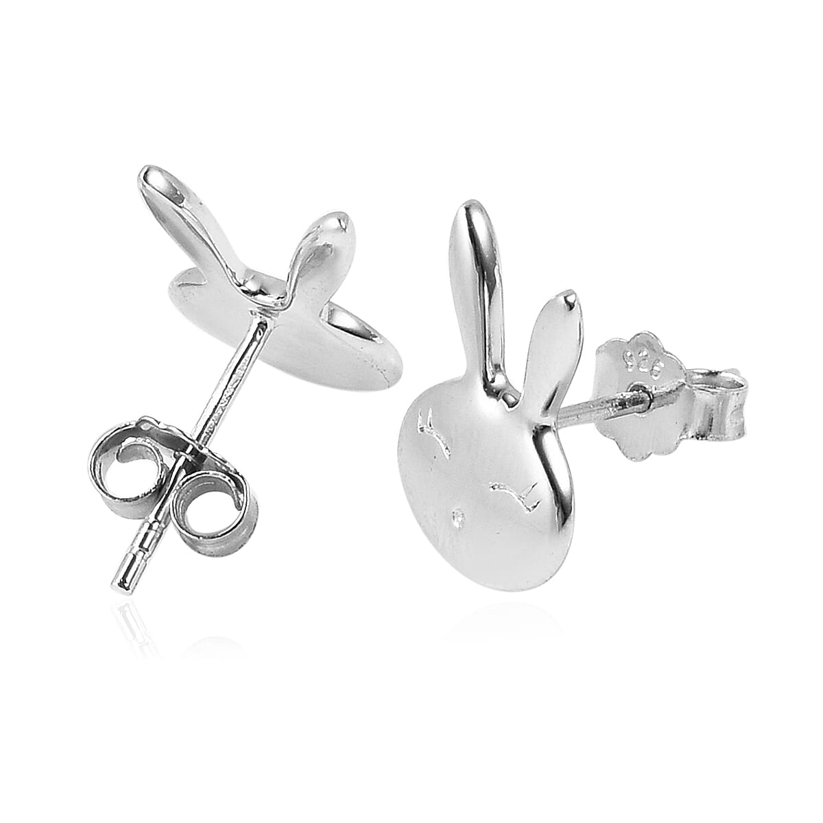 Bunny Earrings in Rhodium Overlay Sterling Silver