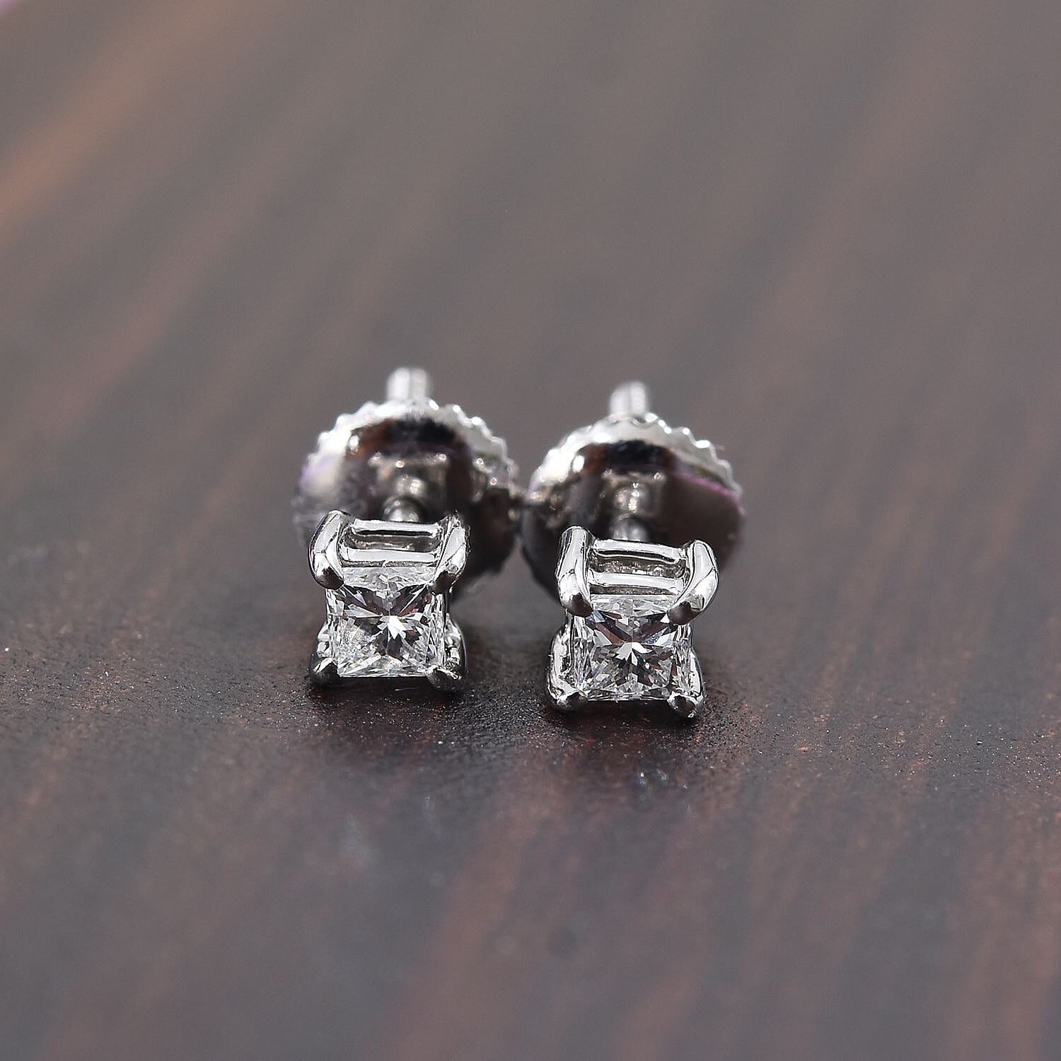 RHAPSODY 950 Platinum SGL Certified Diamond (VS/E-F) Stud Earrings (with Screw Back) 0.24 Ct.