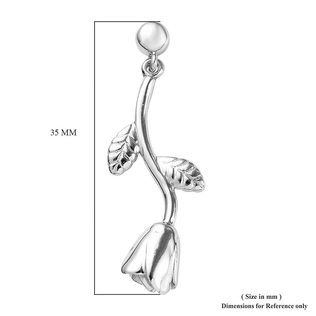 Platinum Overlay Sterling Silver Floral Earrings (with Push Back), Silver wt 6.30 Gms