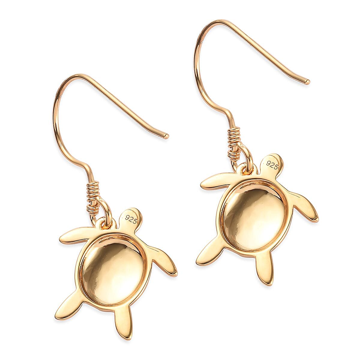 14K Gold Overlay Sterling Silver Turtle Hook Earrings