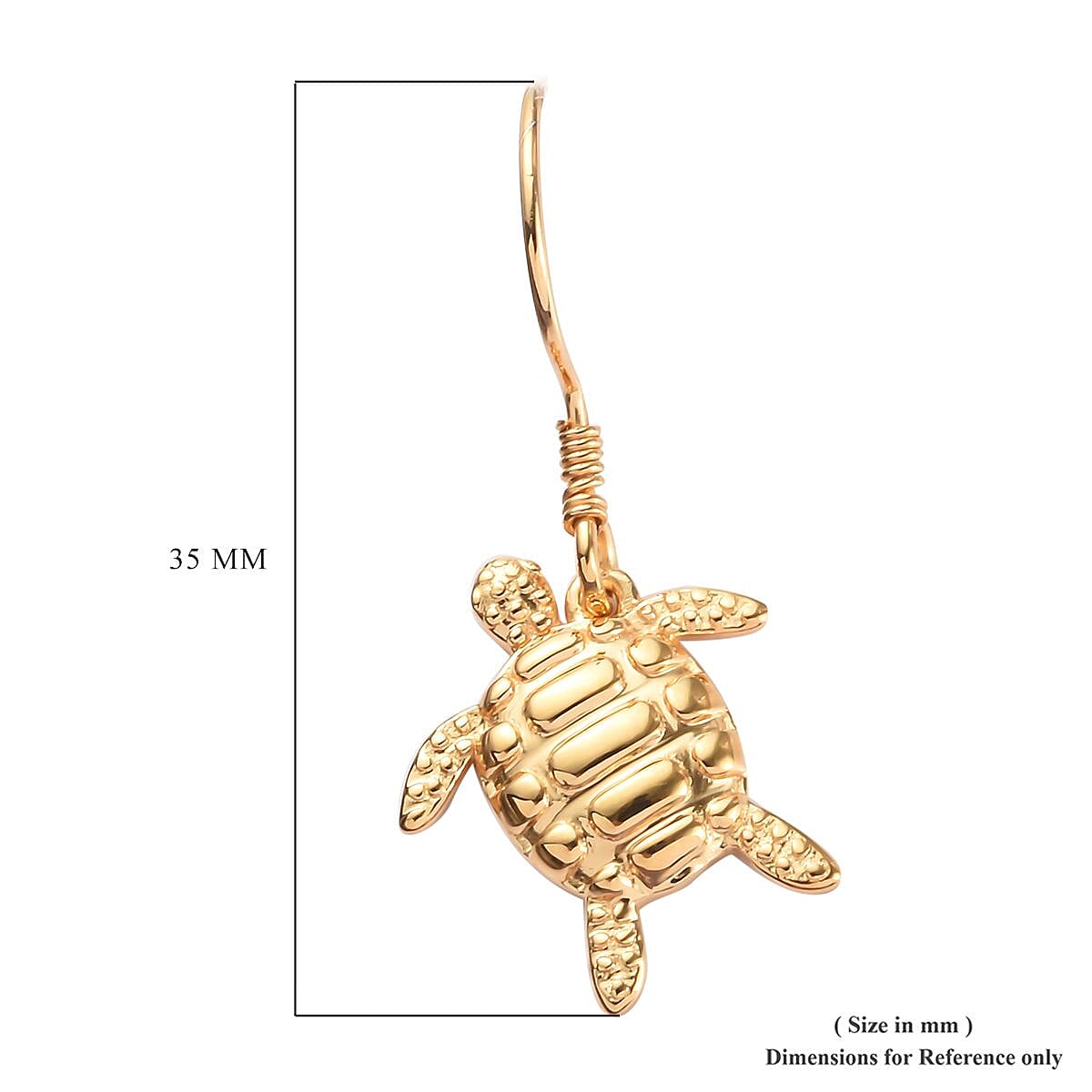 14K Gold Overlay Sterling Silver Turtle Hook Earrings