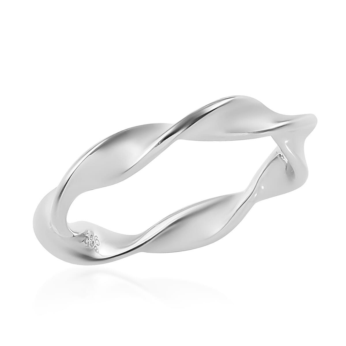 Platinum Overlay Sterling Silver Twisted Ring
