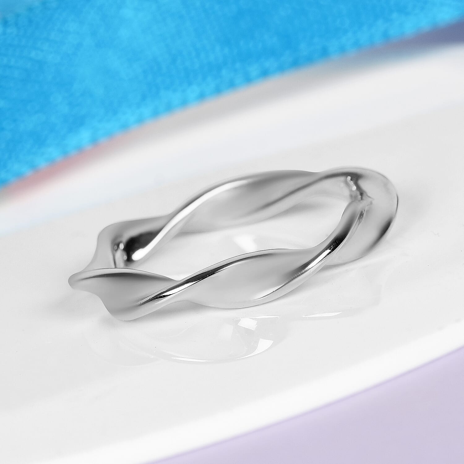 Platinum Overlay Sterling Silver Twisted Ring