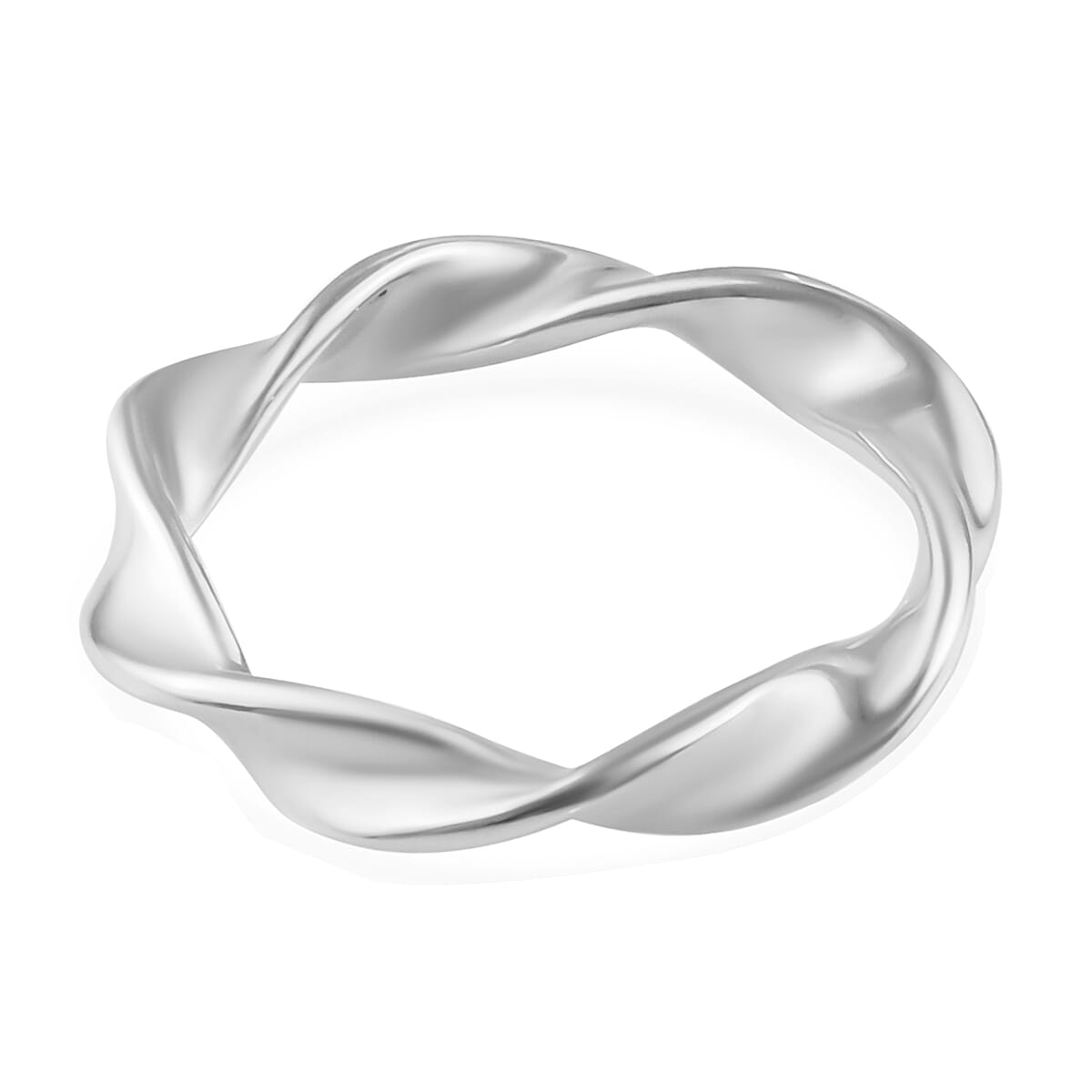 Platinum Overlay Sterling Silver Twisted Ring