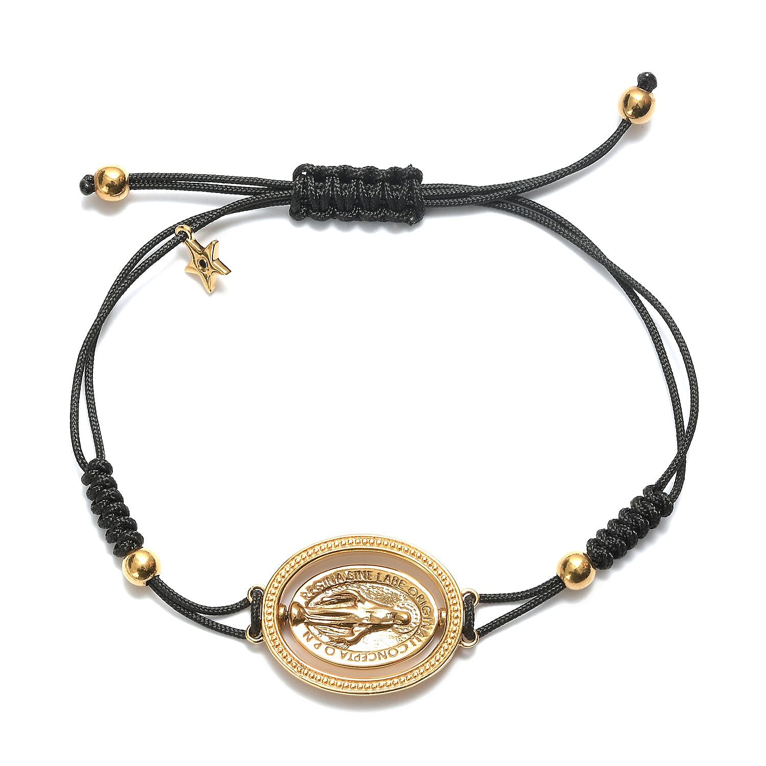 GP - Blue Sapphire Adjustable Madonna Bolo Bracelet (Size 6.5-9.5) in 14K Gold Overlay Sterling Silver, Silver wt 8.30 Gms