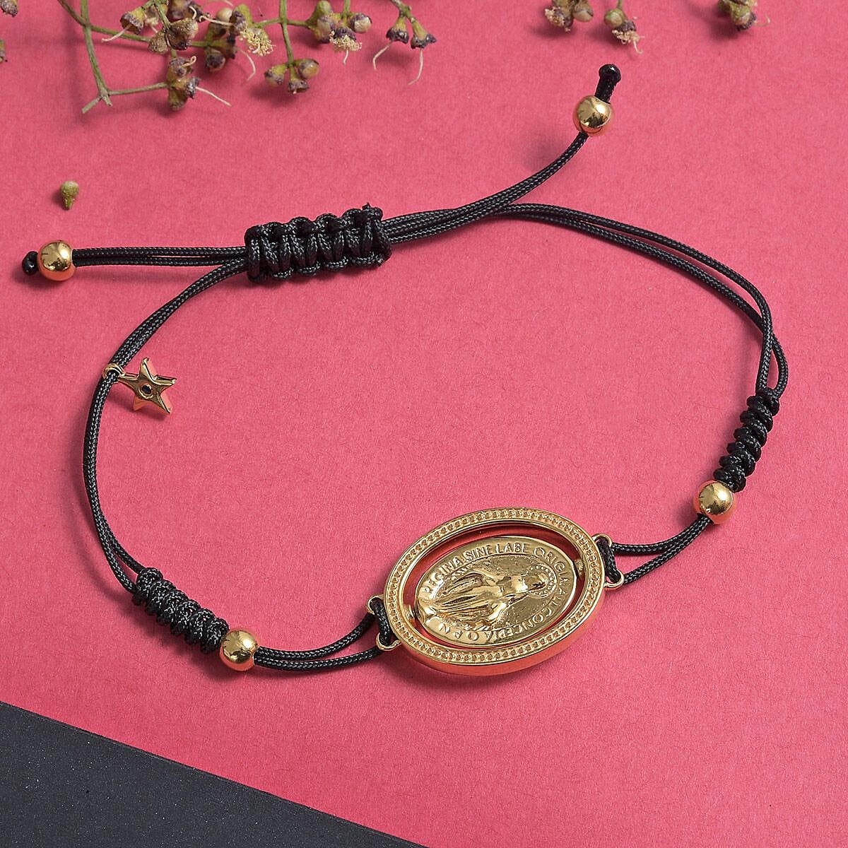 GP - Blue Sapphire Adjustable Madonna Bolo Bracelet (Size 6.5-9.5) in 14K Gold Overlay Sterling Silver, Silver wt 8.30 Gms