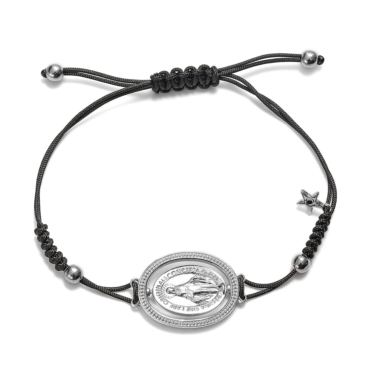 GP - Blue Sapphire Adjustable Madonna Bolo Bracelet (Size 6.5-9.5) in Platinum Overlay Sterling Silver, Silver wt 8.30 Gms