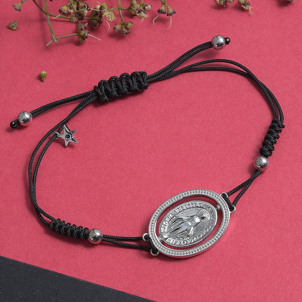 GP - Blue Sapphire Adjustable Madonna Bolo Bracelet (Size 6.5-9.5) in Platinum Overlay Sterling Silver, Silver wt 8.30 Gms